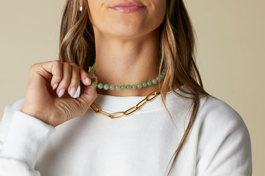 Sage Green Natural Gemstone Necklace
